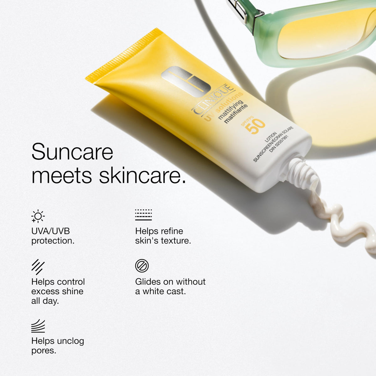 Clinique creamy sunscreen texture close-up demonstrating quick absorption