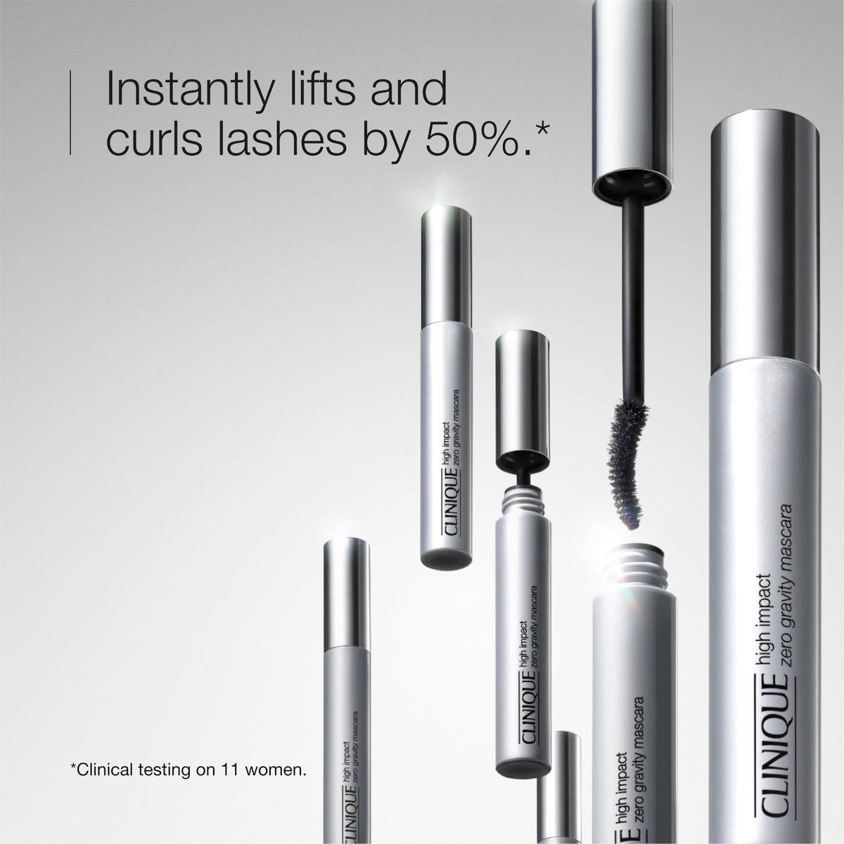 Clinique curved brush close-up demonstrates lift-and-scoop design for fuller lashes
