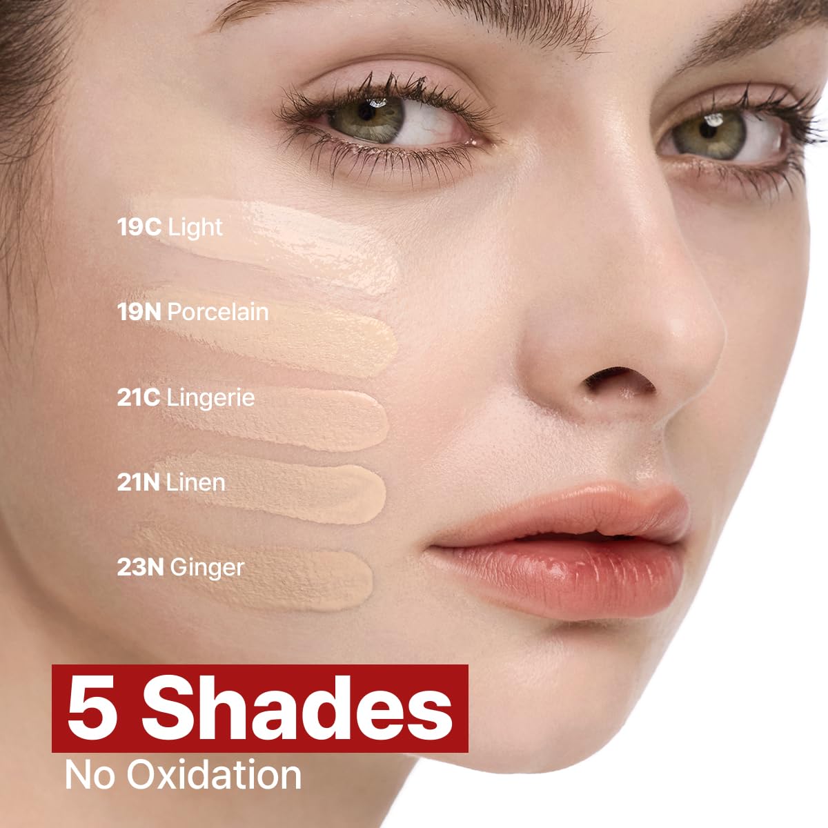 CLIO PROFESSIONAL split-face before and after showing coverage and pore blurring benefit