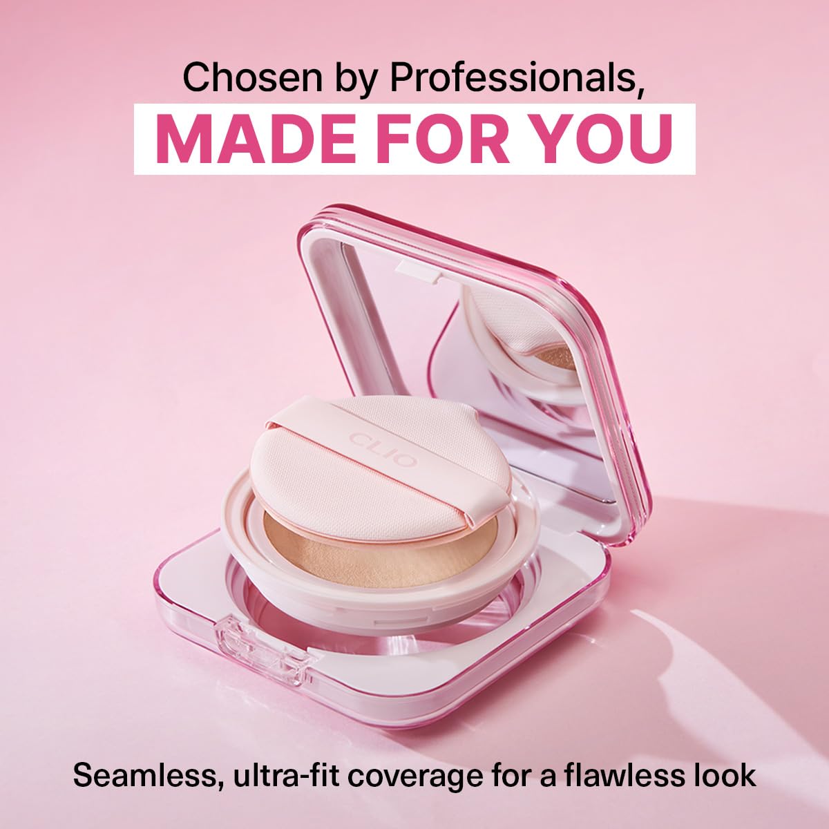 CLIO PROFESSIONAL cushion in a handbag lifestyle shot showing travel-friendly, quick-touchup benefit