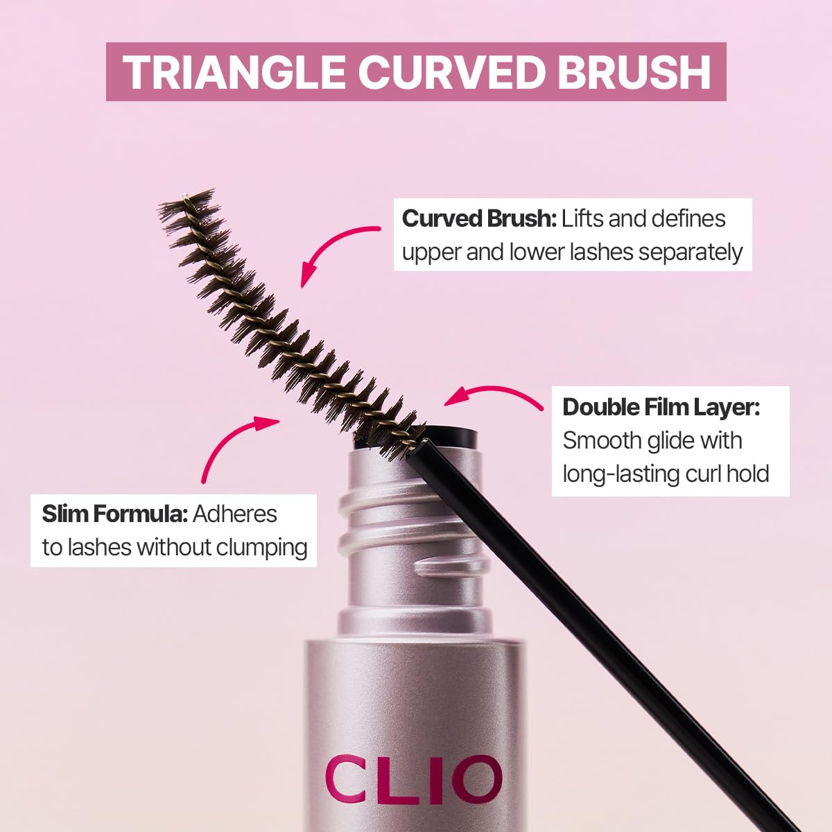 CLIO PROFESSIONAL applied on model eyes in mousse brown showing natural curl and definition