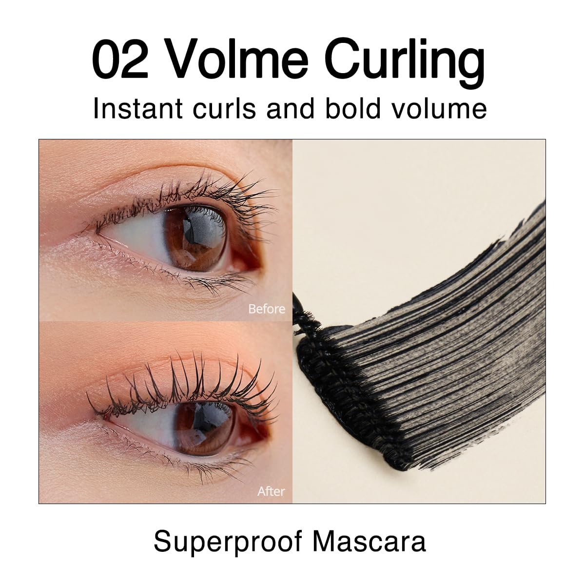 CLIO PROFESSIONAL wand close-up revealing curved brush that lifts and separates lashes for defined volume