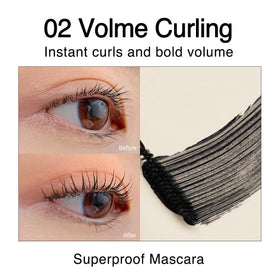 CLIO PROFESSIONAL wand close-up revealing curved brush that lifts and separates lashes for defined volume