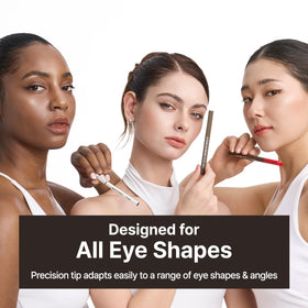 CLIO PROFESSIONAL lifestyle model wearing deep brown liner illustrating natural definition