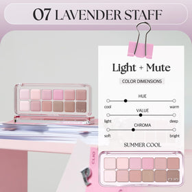 CLIO PROFESSIONAL swatches on arm revealing buildable mauve, pink, peach and brown pigments