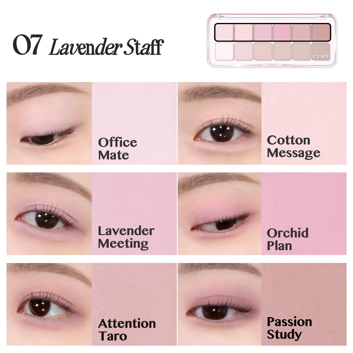 CLIO PROFESSIONAL brush applying shadow to lid demonstrating low-fallout controlled layering
