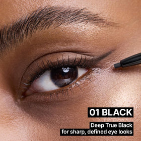 CLIO professional black liner stroke on skin showing smooth glide and even color payoff
