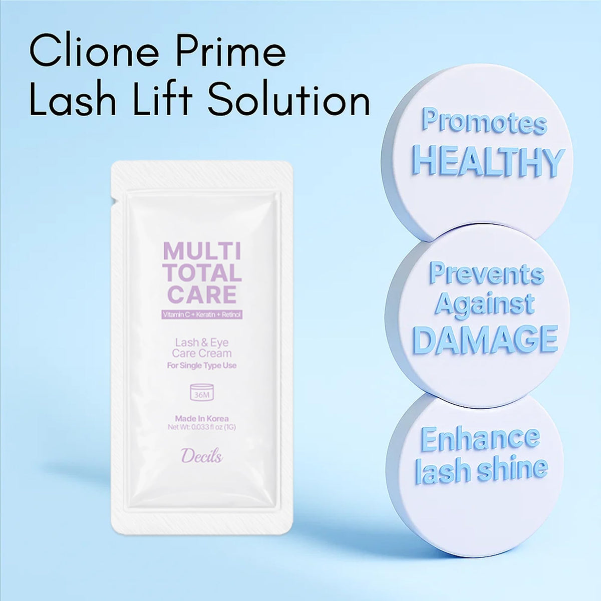 CLIONE PRIME before and after lashes highlighting visible lift