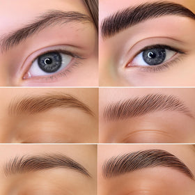 CLIONE PRIME kit contents laid out with solutions and tools for clear DIY eyebrow lamination