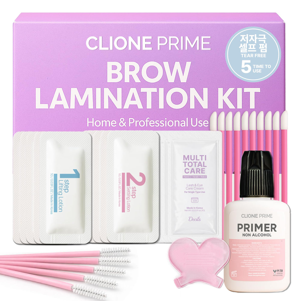 CLIONE PRIME front packaging showing kit box and professional branding for at-home brow lifts