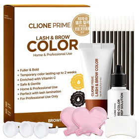 CLIONE PRIME front packaging showing kit and brown tint, clear at-home benefit