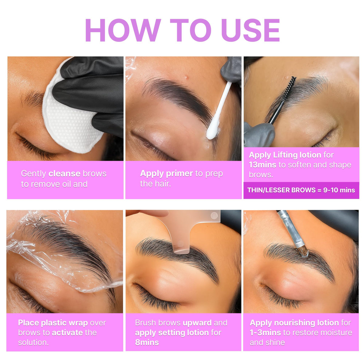 Model using CLIONE PRIME during application to illustrate easy at-home eyebrow lift process