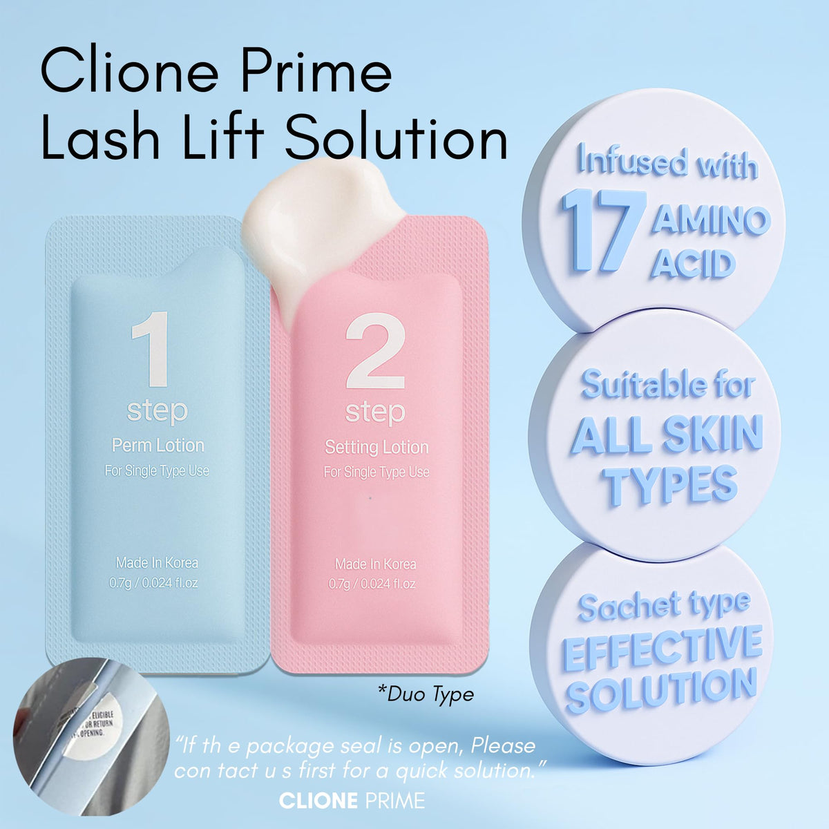CLIONE PRIME lifted lashes after treatment showing natural curl