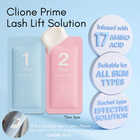 CLIONE PRIME lifted lashes after treatment showing natural curl