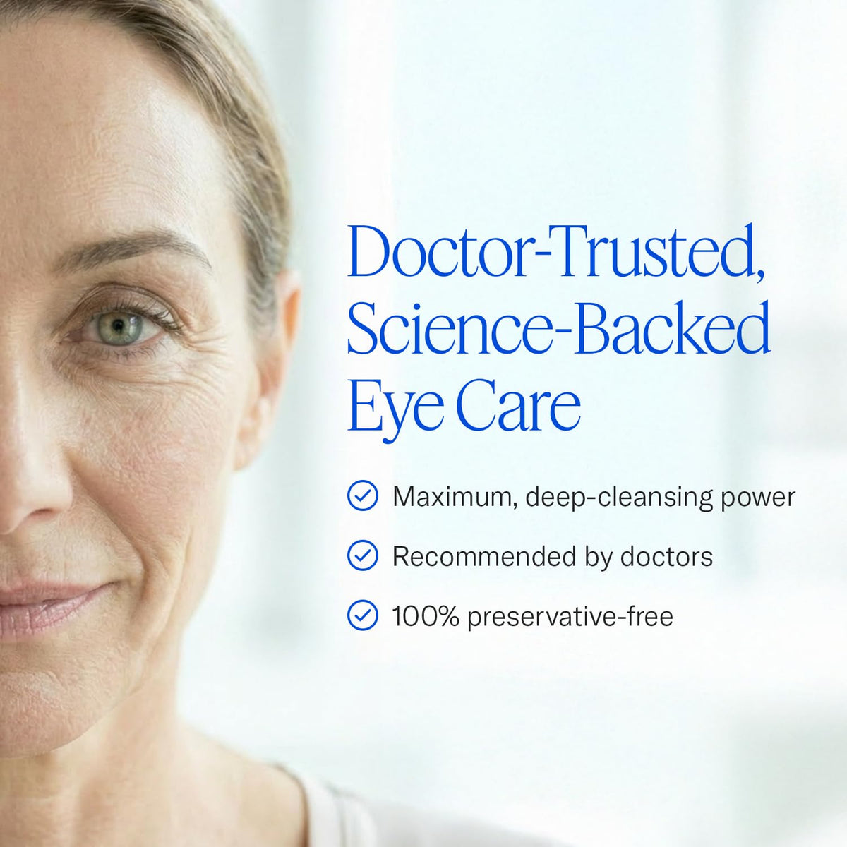 Cliradex being applied to closed eyelids demonstrating safe use