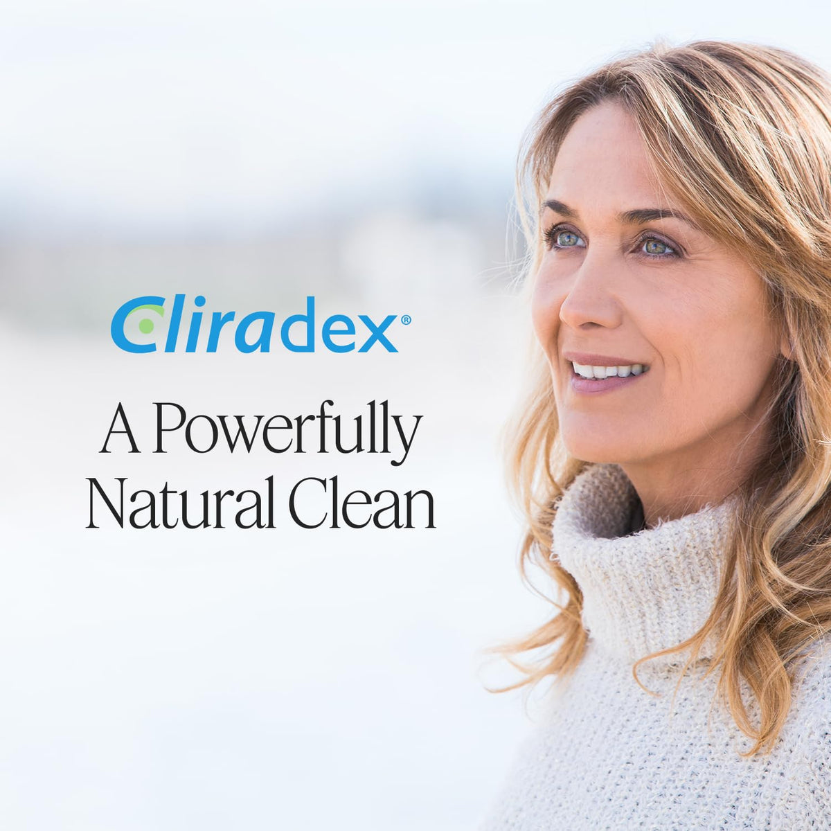 Cliradex on a bathroom counter to show everyday hygiene and convenience