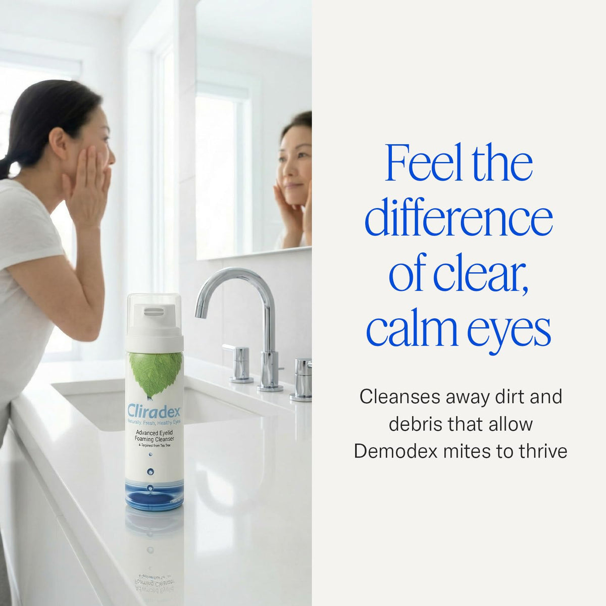 Cliradex pump close-up demonstrating easy dispensing and controlled foam