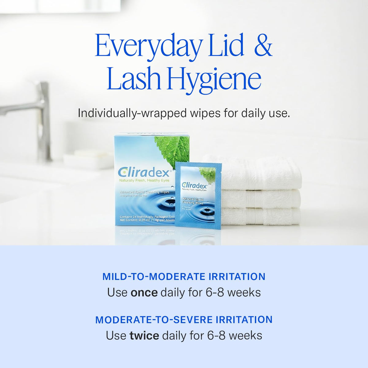 Cliradex single-use sachet opened revealing moist preloaded towelette