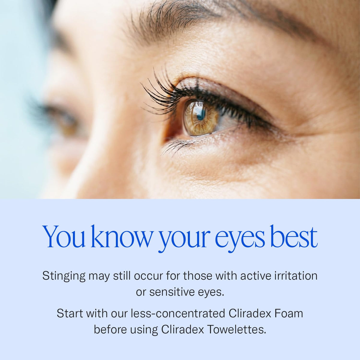 Cliradex near makeup remover tools showing effective lash-line cleaning