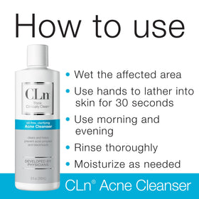 CLn applying to cheek with fingertips showing targeted cleansing action
