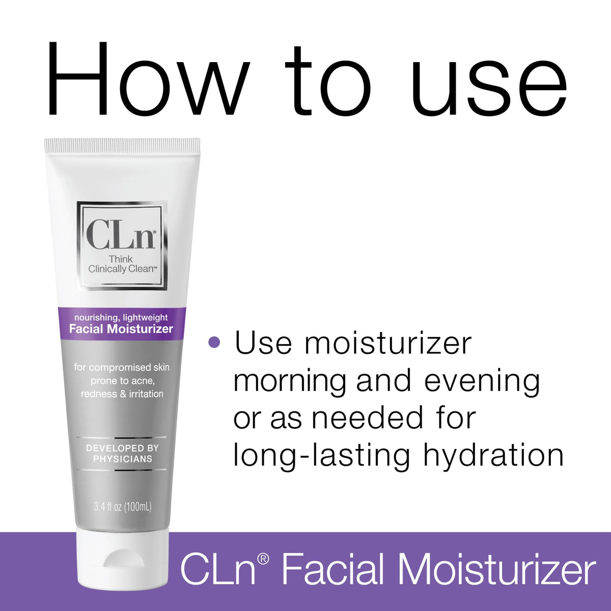 CLn moisturizing cream applied on hand illustrating smooth, non-greasy finish