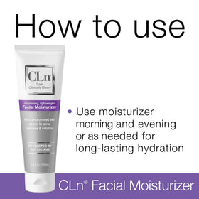 CLn moisturizing cream applied on hand illustrating smooth, non-greasy finish