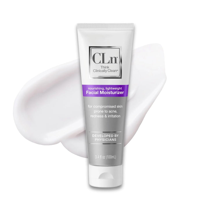 CLn facial moisturizer front packaging showing clean design and product benefit