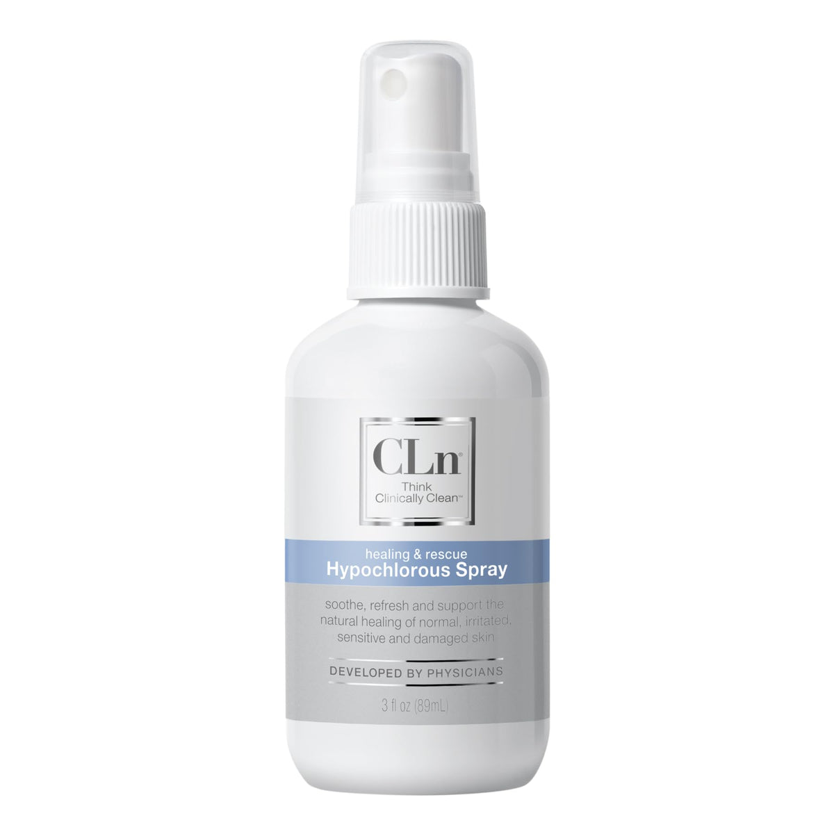 CLn hypochlorous spray front packaging showing bottle and label for reliable cleansing