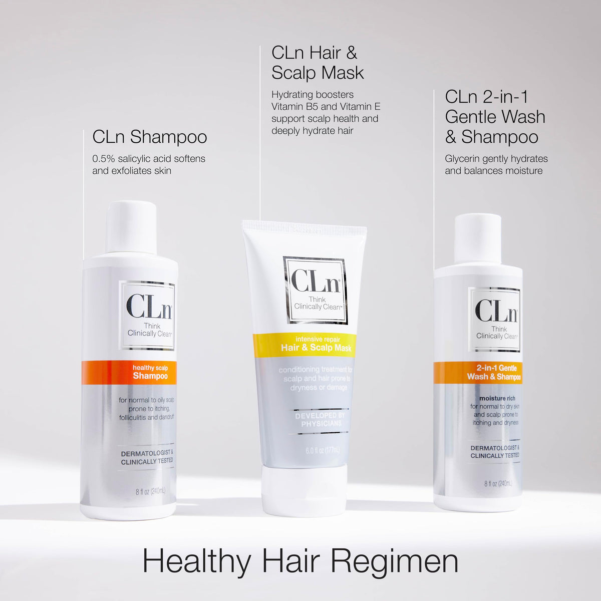 CLn label close-up highlighting physician-developed formula and ingredient transparency