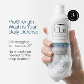 CLn lather on skin demonstrating rich foam that lifts oil and dead skin