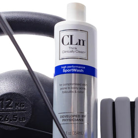 CLn SportWash tucked in a gym bag highlighting on-the-go athlete hygiene