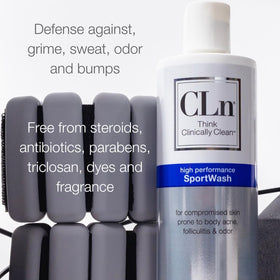 CLn SportWash application on feet close-up showing targeted foot odor care