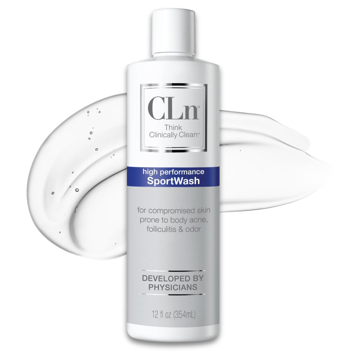 CLn SportWash front bottle showing clean branding and clear purpose benefits