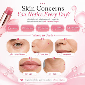 CLNXMT PDRN Pink Collagen balm applied to lips showing hydration and plump look