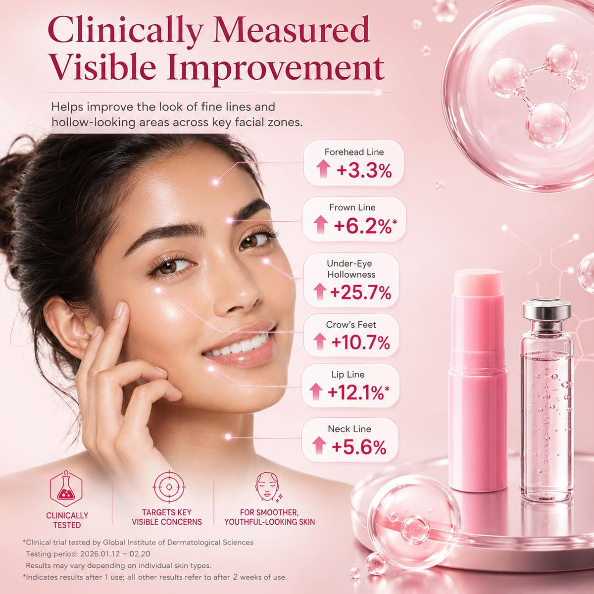 CLNXMT PDRN Pink Collagen stick held in hand to show true size and portability