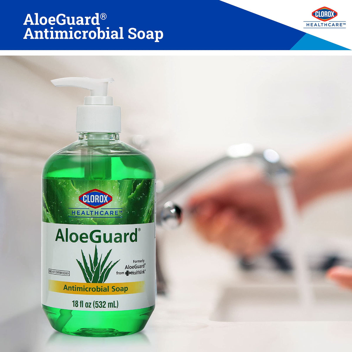 Hand being washed with Clorox AloeGuard showing effective, comfortable cleansing