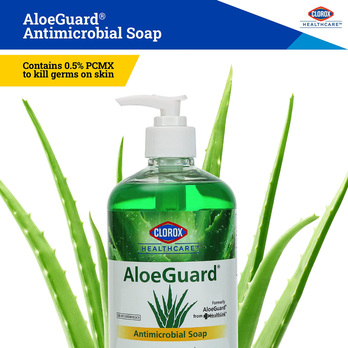 Close-up of pump top on Clorox AloeGuard demonstrating controlled dosing benefit