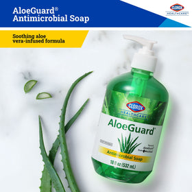 Foamy texture of Clorox AloeGuard soap illustrating gentle lather and cleansing