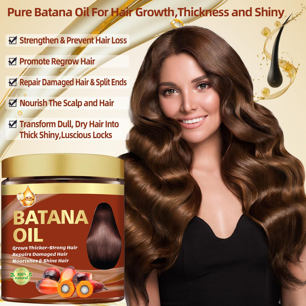 CLOTHES OF SKIN hair mask applied on strands showing reduced frizz benefit