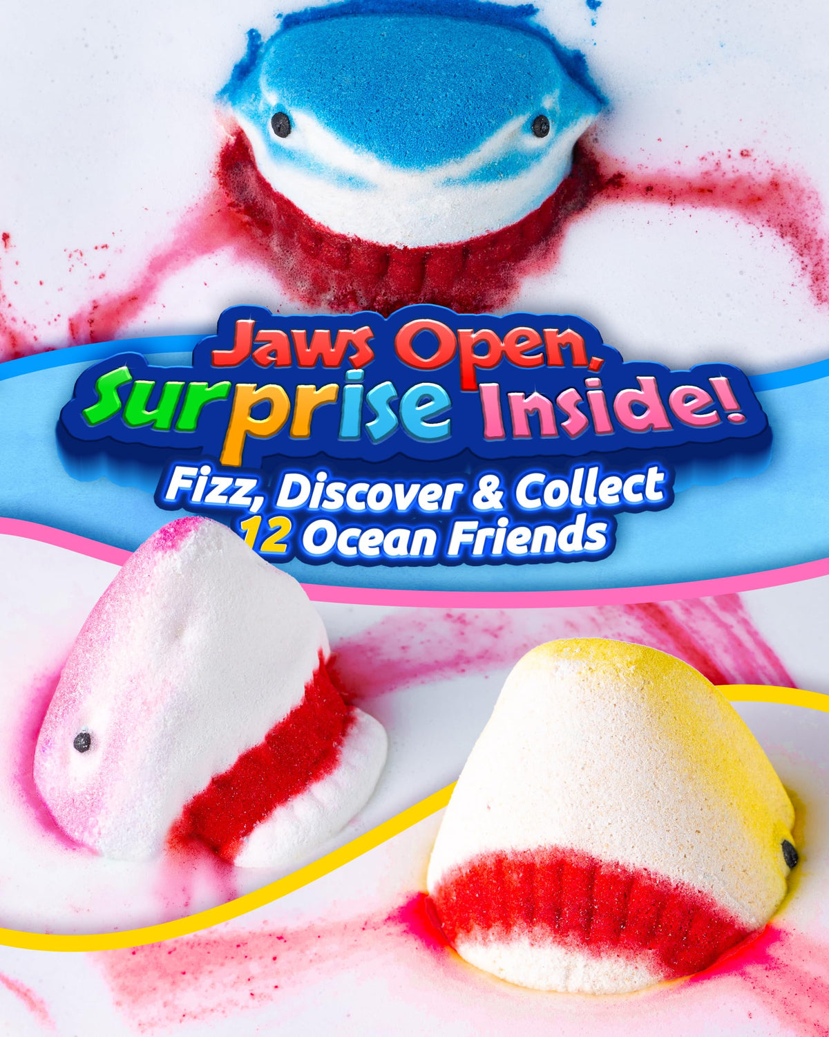 CLOUQUAR bath bomb fizzing in tub with bright bubbles and color for playful baths
