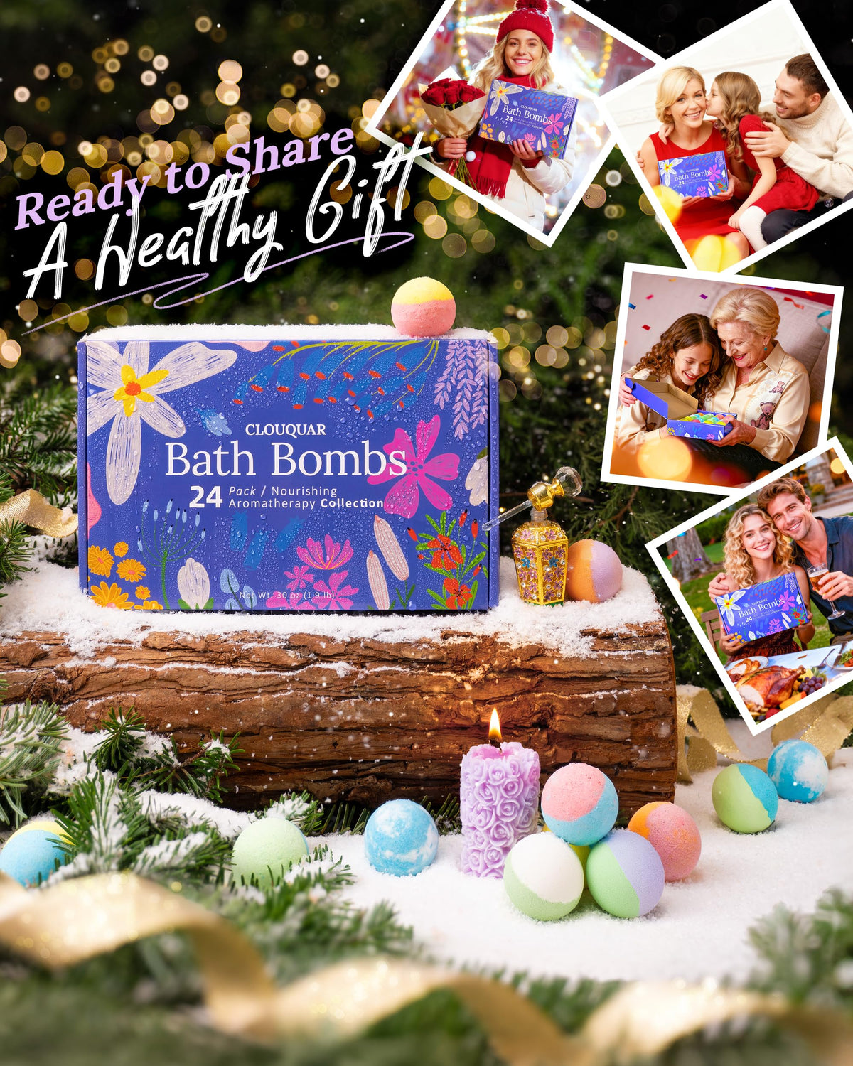 CLOUQUAR gift box styled on bathroom shelf as ready-to-give self-care present