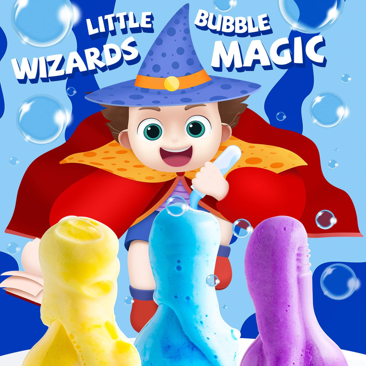 CLOUQUAR potions dissolving in a bathtub illustrating safe colorful bubble play