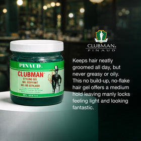 Clubman Pinaud gel on hand demonstrating easy application and even spread