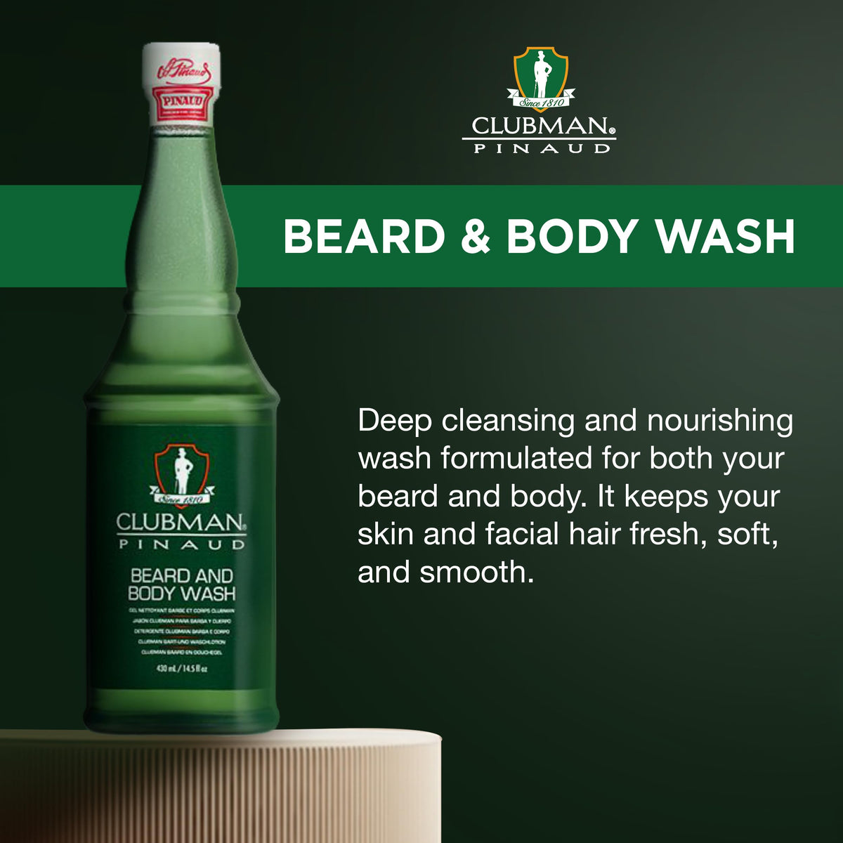 Clubman Pinaud beard in use under shower showcasing softening action