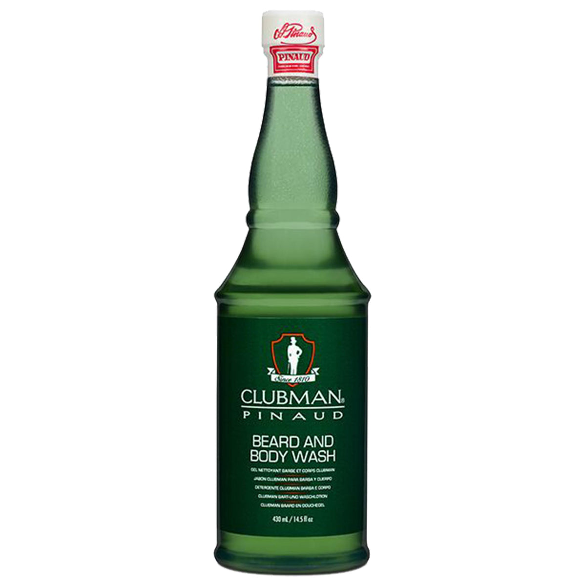 Clubman Pinaud front label bottle showing product and volume benefit