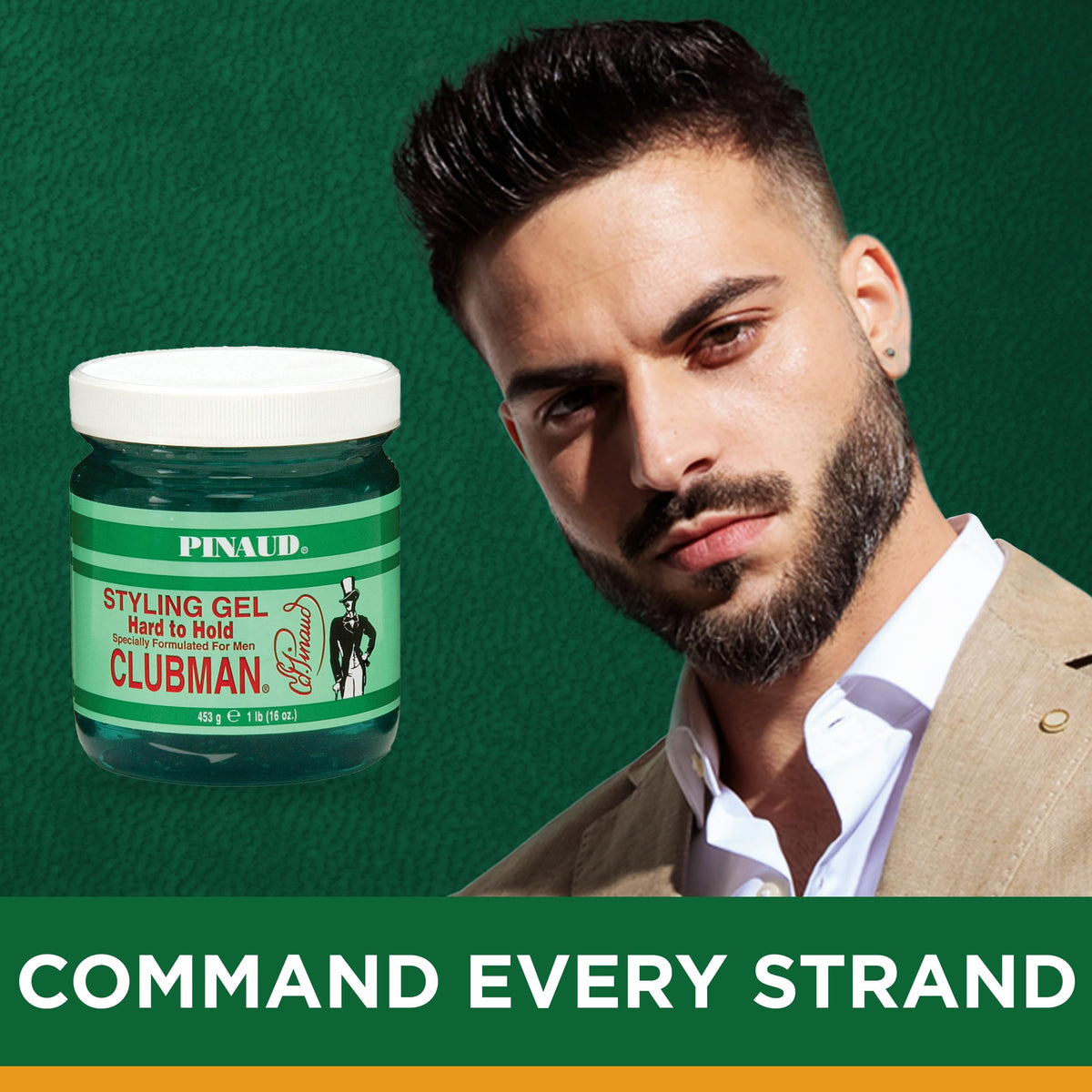 Clubman Pinaud gel texture close-up highlighting smooth, high-shine finish