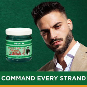Clubman Pinaud gel texture close-up highlighting smooth, high-shine finish