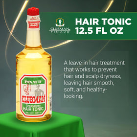 Clubman Pinaud tonic liquid close-up showing lightweight texture and shine
