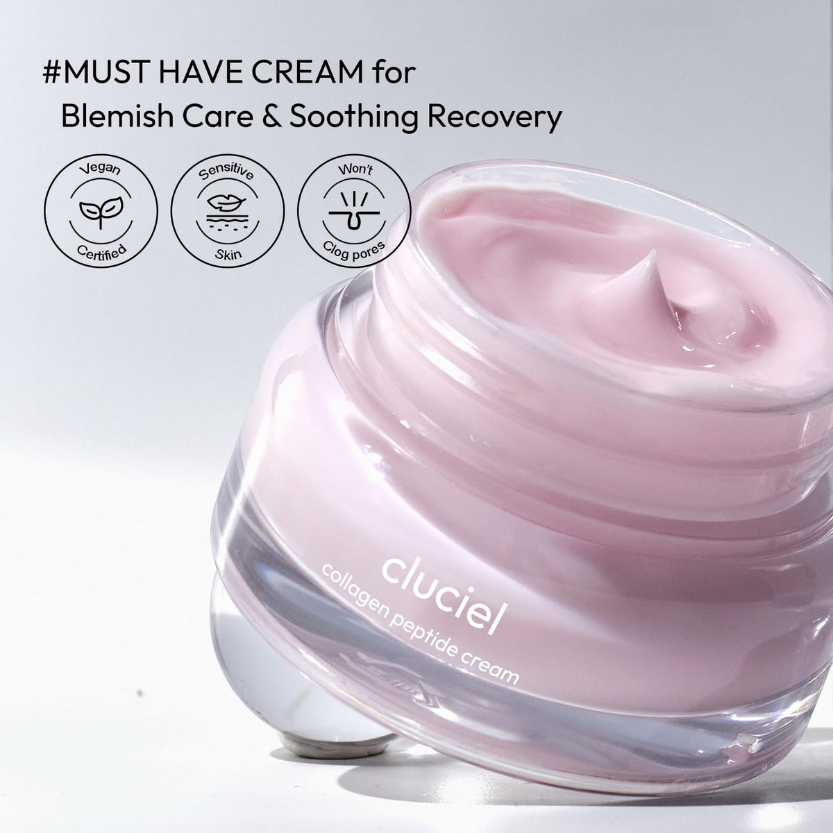 cluciel ingredient list label emphasizing clean formula and key actives benefit