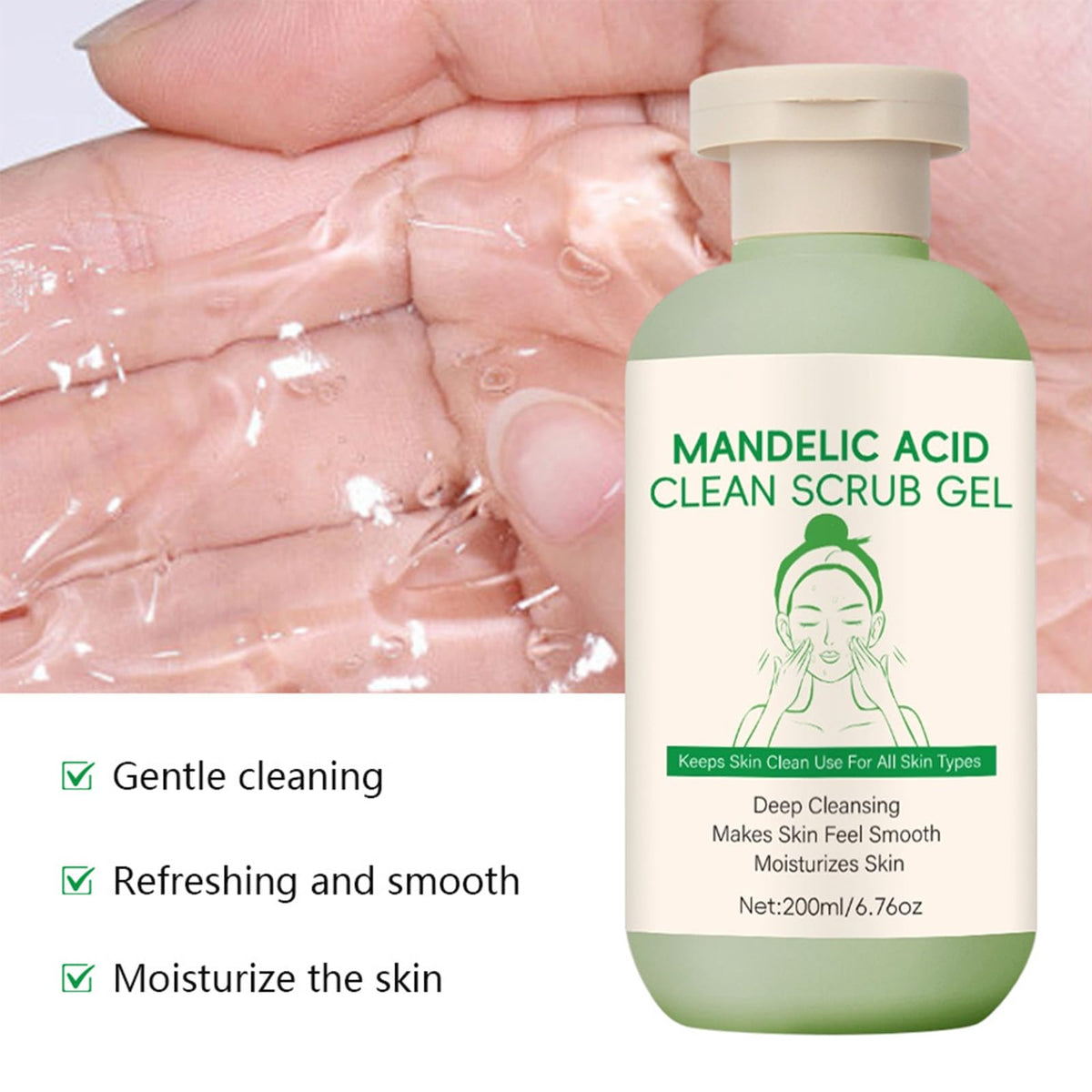 CLY AMS ingredient label closeup highlighting mandelic acid and soothing aloe